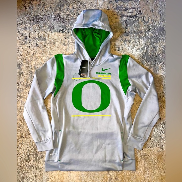 Nike Oregon Ducks Therma Dri-Fit Performance Hoodie Pullover Mens L Gray NWT - Picture 1 of 6